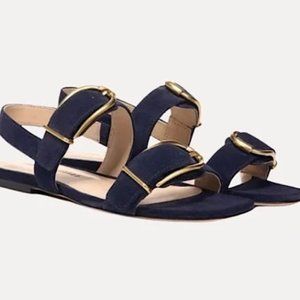 Veronica Beard Maglio Suede Double Buckle Sandals